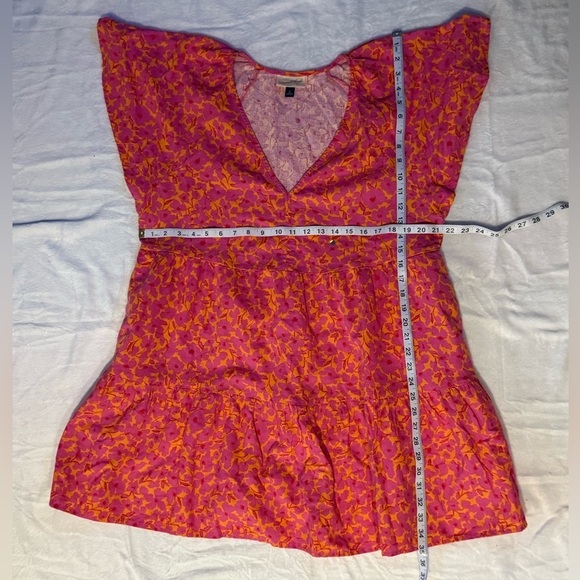 Universal Thread Women’s Pink Orange Floral Flutter Sleeve Mini Skater Dress XL​ - Picture 11 of 12